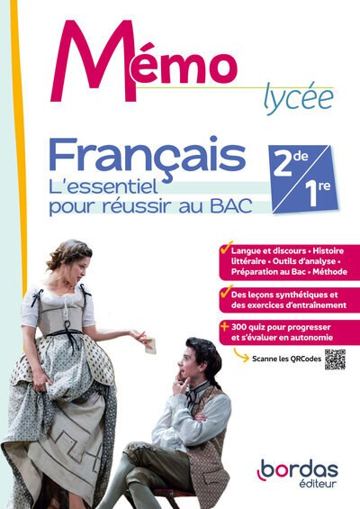 Mémo Lycée - Français 2de 1re Cahier de l'élève, Bordas 2024