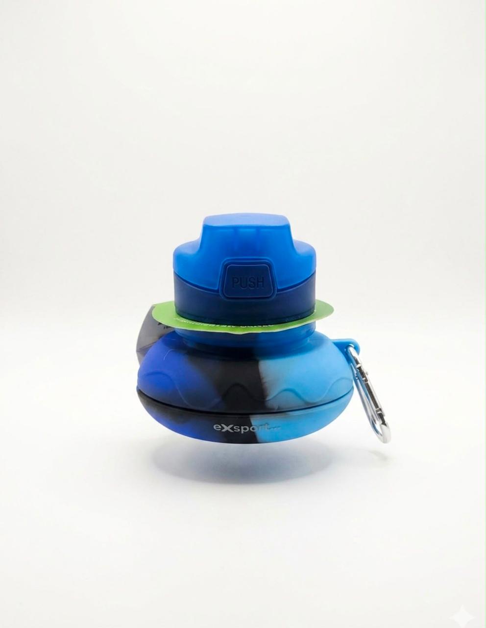 BPA free silicon bottle foldable 500 ml plain - Blue