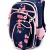 Three layer backpack with back support and 3d design plus pencil case 35L flamingo