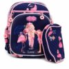 Three layer backpack with back support and 3d design plus pencil case 35L flamingo