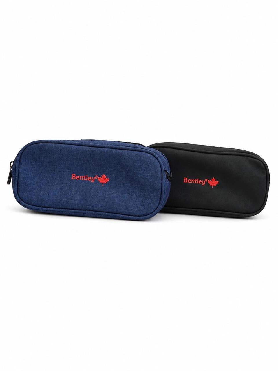 Bentley pencil case double zipper with handle denim blue